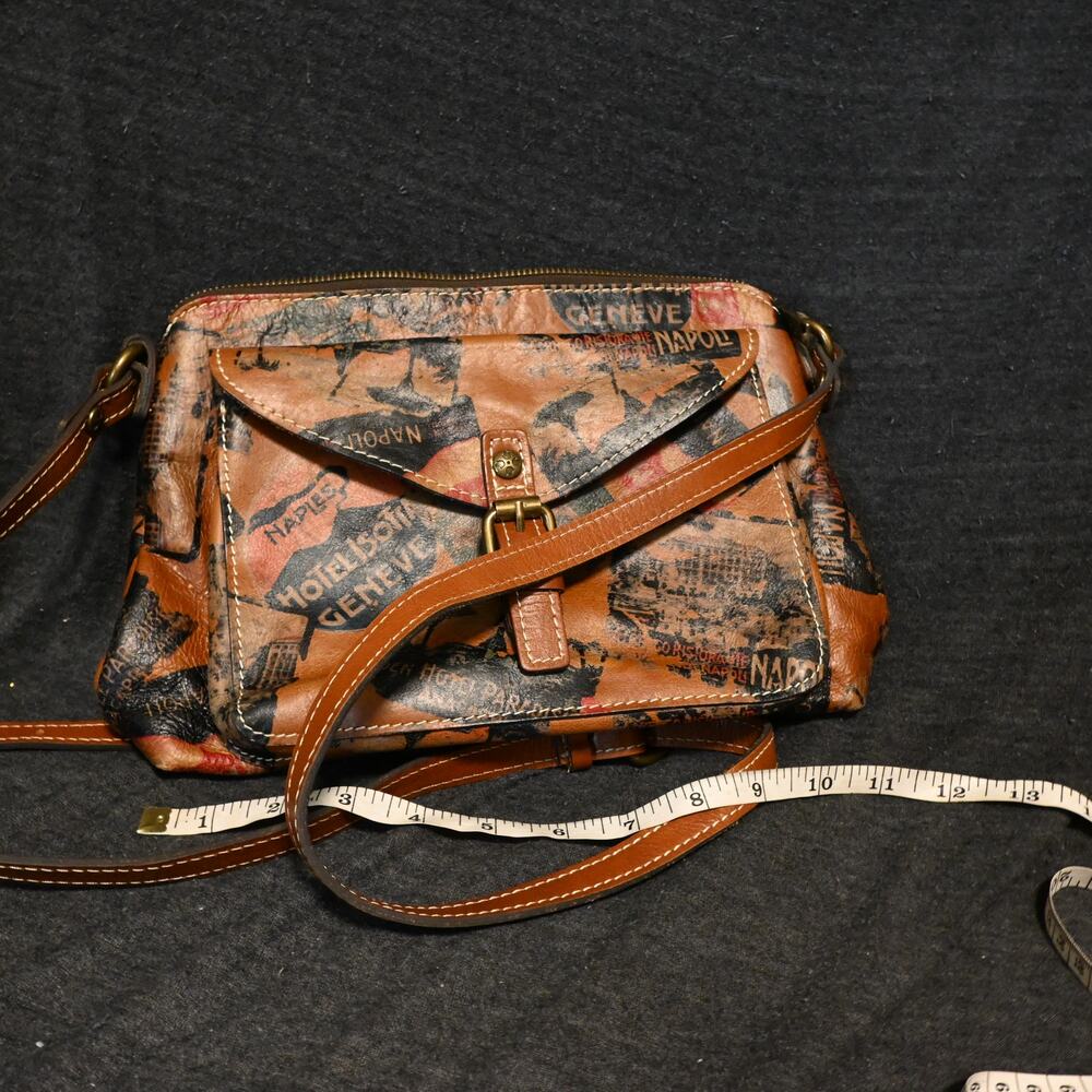 Patricia Nash Leather Crossbody European Trip Map Adjustable Strap Bag Purse - Picture 5 of 5